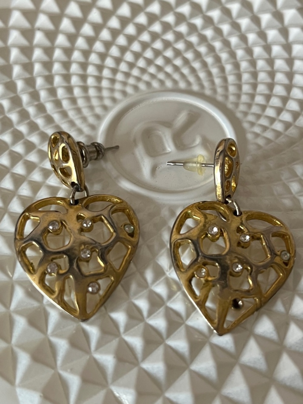 Gold Heart Filigree Drop Earrings - Women Jewelry